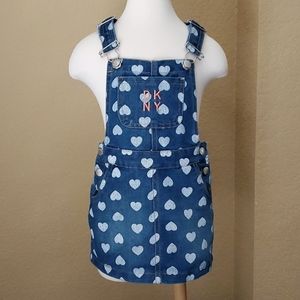 DKNY Heart Denim Overall Dress SIZE: 3T